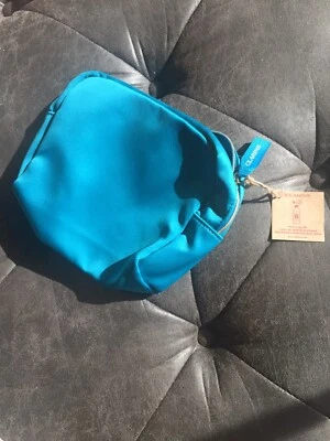 NUEVO Clarins Eléctrico Azul Maquillaje Viaje Cremallera Bolsa Eco Material Reciclado Satinado Foto 1 de 4