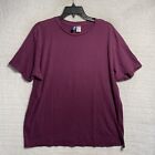 H&M Divided Shirt Mens XL Maroon Purple Short Sleeve Solid Cotton Blend Pullover