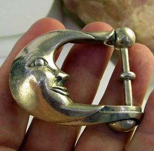 Estate Vintage Barry Kieselstein Cord Sterling Silver Crescent Moon Belt Buckle - Picture 1 of 5