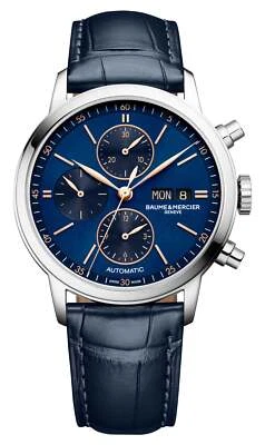 Baume & Mercier Classima Automatic Chronograph Blue Leather Mens Watch M0A10784 - Image 1 of 3