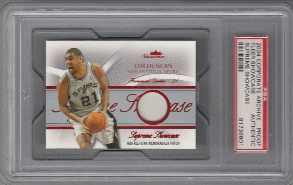 Parche Tim Duncan Fleer Showcase Supreme Red Corporate PROOF 2004-05 - PSA Foto 1 de 1