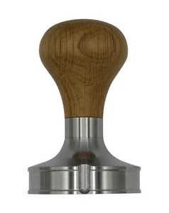 Heavy T. Espresso Tamper 58.5mm Flat Oak Wood Stainless Steel Tamping Baristas - Picture 1 of 4