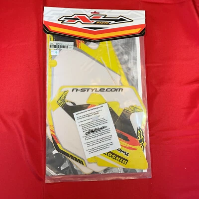 NOS N-Style Suzuki APPL-03-04-RM-125-250 Team Pre Printed Plate White N03-170P  - Image 1 of 3