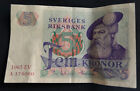 Sweden 5 Kroner Banknote 1965 Currency King Gustav Vasa