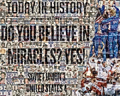1980 US Olympic Hockey Miracle on Ice Photo Mosaic Print Art - Image 1 of 4