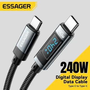Essager 240W USB Type C To USB C Cable 100W PD Fast Charger Wire Digital Display - Picture 1 of 10