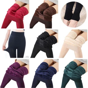 Women's Warm Fleece Lined Thermal Stretch Skinny Jeggings Leggings Thick Pants - Picture 1 of 19