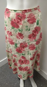 JM Collection Jupe Femme 12 Beige Floral Lin Midi Fleurs Cottagecore - Photo 1/4