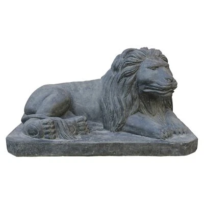 XL Stein-Löwe 110cm, Steinfigur, Steinguss, Garten-Deko, schwarz antik, frostest - Bild 1 von 3