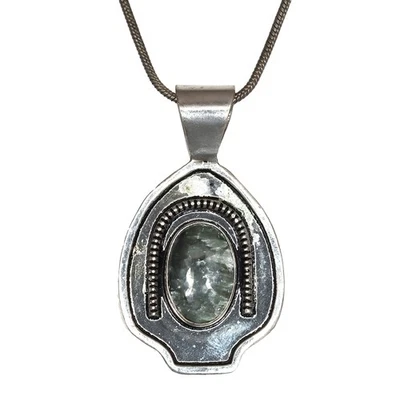 Colgante de plata hecho a mano étnico de piedras preciosas de serafinita del día de la madre 2" Foto 1 de 4