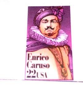 Enrico Caruso - Opera Tenor - Performing Arts - 1987 22kt Golden Replica Stamps - Picture 1 of 4