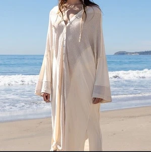 POL-Clothing Cream Boho Beach Cover Up Maxi Dress S M L - Picture 1 of 4