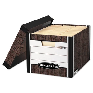 Bankers Box R-KIVE Max Storage Box Letter/Legal Locking Lid Woodgrain 4/Carton - Picture 1 of 3