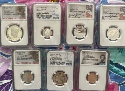2021 S US Mint Silver 7-Coin Proof Set, NGC PF70 PR70 Complete Perfect, Gaudioso - Image 1 of 4