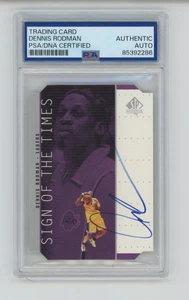 DENNIS RODMAN AUTO 1998-99 UD CUBIERTA SUPERIOR SP AUTÉNTICO SOTT SIGNO DE LOS TIEMPOS PSA - Imagen 1 de 2