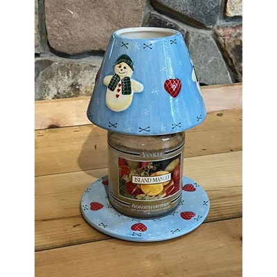 Cubierta y plato para sombra de vela con temática de Navidad/Invierno. Muñeco de nieve Hearts Country Foto 1 de 4