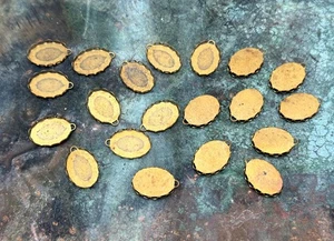 20er Set Vintage Messing Oval Geschlossen Rückseite Strass Fassungen - 17x13mm Cabochon - Bild 1 von 5