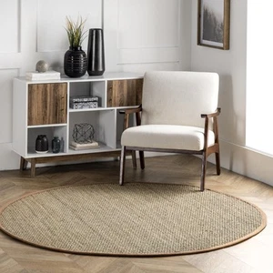 Elijah Brown 4 Round Seagrass Area Rug Non Skid Eco Friendly Coastal Decor - Picture 1 of 10