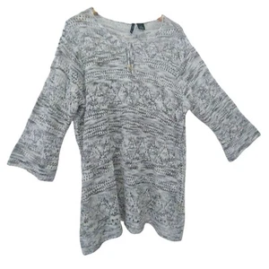 NUEVAS DIRECCIONES Suéter Mujer 2X Tejido Abierto Negro Blanco Pullover - Imagen 1 de 9