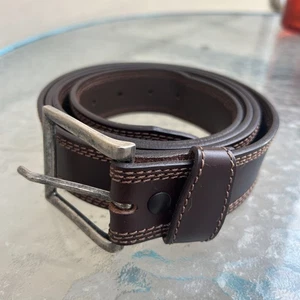 Men’s 52” Top Grain Leather 102-02 Embroidered Dark Brown Belt  - Picture 1 of 13
