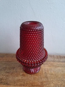 Vintage Duncan Miller Amberina Red Fairy Lamp Thousand Eye Hobnail Fairy Light - Picture 1 of 10