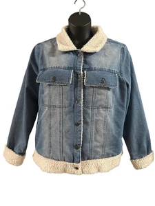 Urban Republic Herren Jeansjacke Blau Weiß Langarm Sherpa Denim Größe XL - Bild 1 von 7
