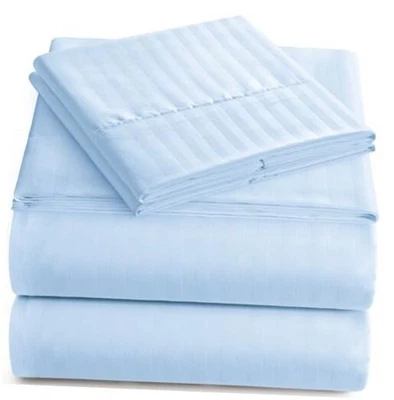  Juego de sábanas - Sábanas tamaño rayas 4 piezas - Azul completo profundo suave y refrescante Foto 1 de 4