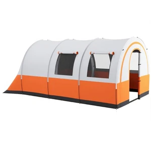 Outsunny Camping Tent, 3000mm Waterproof Family Tent for 5-6 Man, Orange - Picture 1 of 11