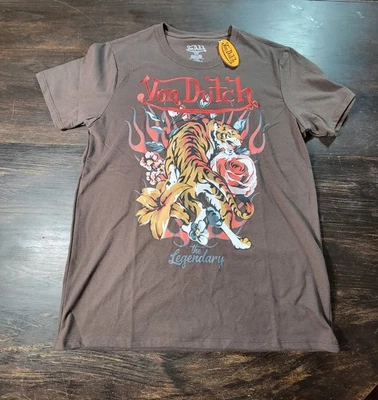 Camiseta para hombre Von Dutch estampado de tigre con bordado talla mediana  Foto 1 de 4