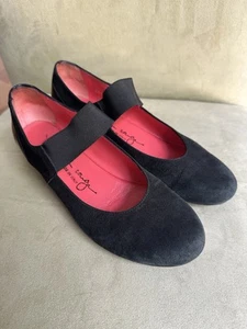 Pas de Rouge Black Red Suede Slingback Hidden Platform Mary Jane Shoes US 9 Eu38 - Picture 1 of 6