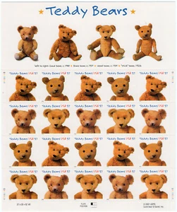 Scott #3656a (3653-3656) Teddy Bears Sheet of 20 Stamps - MNH - Picture 1 of 1