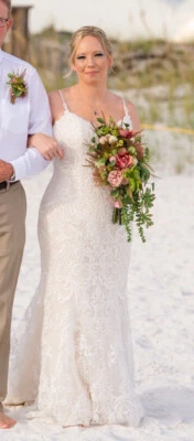 Rebecca Ingram ivory over soft blush wedding gown (size 12) - Image 1 of 4