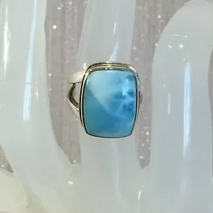 Gorgeous Cushion-cut Larimar 925 Sterling Silver Ring - 9 carats of Gemstone - Picture 1 of 9