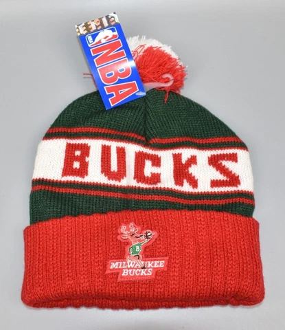 Milwaukee Bucks Ugly Sweater Style Winter Beanie Pom Cap Hat - NWT Cover