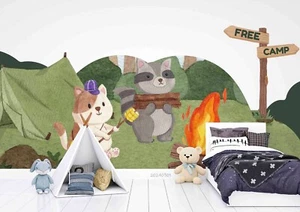 3D Cat Flame Cartoon Watercolor Wallpaper Wall Murals Removable Wallpaper - Picture 1 of 5
