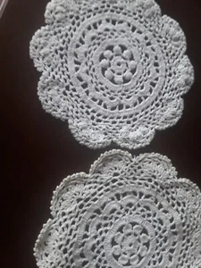 2NAPPERONS ANCIEN coton blanc 19cm ##OLD mat - Picture 1 of 3