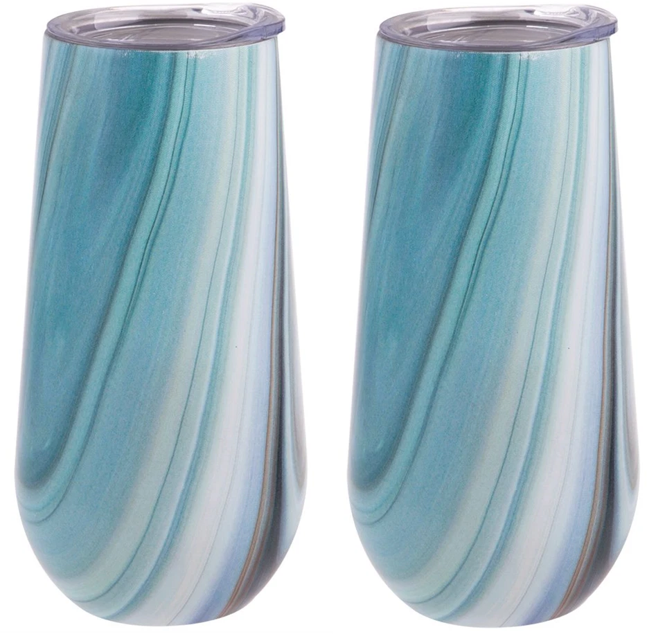 2x Whitehaven Oasis Double-insulated Stemless Champagne Tumbler w/ Lids -180ml