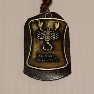 ZODIAC SIGN SCORPIO (Brass in color) Pendant Charm / Adjustable Necklace Rope - Picture 1 of 4