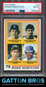 1978 Topps Rookie Shortstops Paul Molitor/Alan Trammell #707 PSA 8 NM-MT