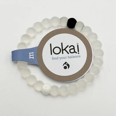 New Lokai Classic Bracelet Clear Beads Slide On Style Medium Find Your Balance - Image 1 of 4