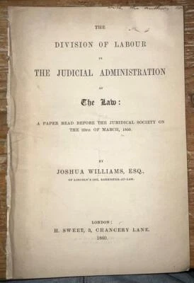 1860  'The Division Of Labour. In The Judicial Administration Of The Law - Image 1 of 4
