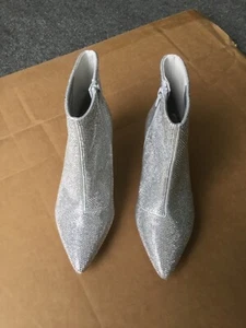 ALEX MARIE Gamina Silver Rhinestone Embellished Ankle Bootie High Heel Size 6.5M - Picture 1 of 9