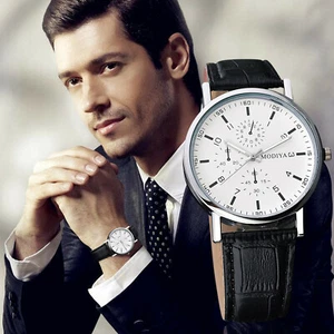 Mens Sport Watch Genuine Leather Strap Automatic Wrist Watch Quartz Watches - Picture 1 of 14