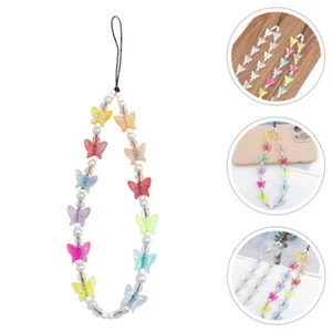 Butterfly Mobile Phone Chain Beaded Bracelet Strap Hanging Lanyards - Zdjęcie 1 z 12