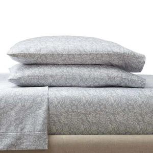 Better Homes & Gardens 4-Piece 300-Thread Count Floral Silver Sateen Sheet Set - Picture 1 of 7