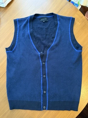Chaleco Suéter Vintage Geoffrey Beene Talla Mediana Para Hombre 100% Acrílico Azul y Azul Marino Foto 1 de 3