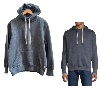 Suéter con Capucha Onia Para Hombre Azul Jaspeado Canguro Bolsillo Polar Talla Pequeña  Foto 1 de 4