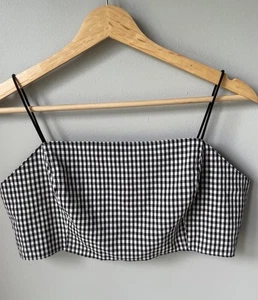 Showpo Gingham Crop Top Womens Size 8 Black And White EUC- Fall - Picture 1 of 8