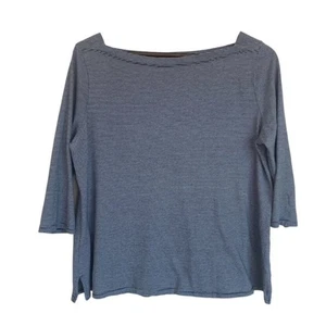 Ann Taylor LOFT Navy Blue and White Pin Stripe Boatneck Top - Large - Picture 1 of 4