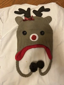 Cappello da cacciatore stile peruviano renna in maglia marrone foderato in pile - Foto 1 di 10